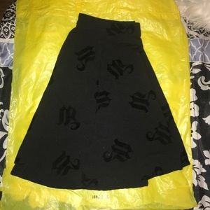 H&M Black Skater Skirt W/ Velvet Design